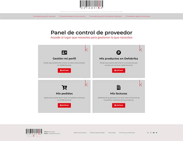 imagen de panel control proveedor